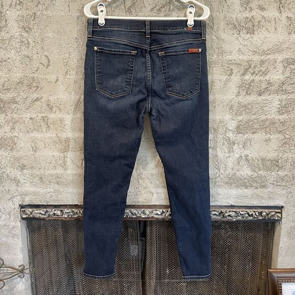 7 For All Mankind The Ankle Skinny Jeans Dark Wash Denim Blue Women Size 32 - Picture 5 of 8